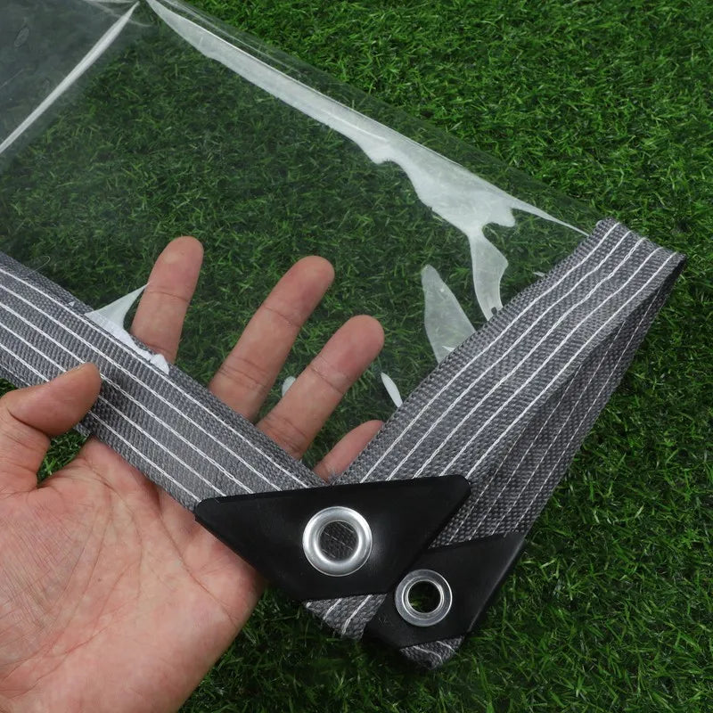 99.9% Transparent PVC Tarpaulin Balcony Gazebo Windproof Waterproof Fence Screen Rainproof Cloth Clear Tarp Cover
