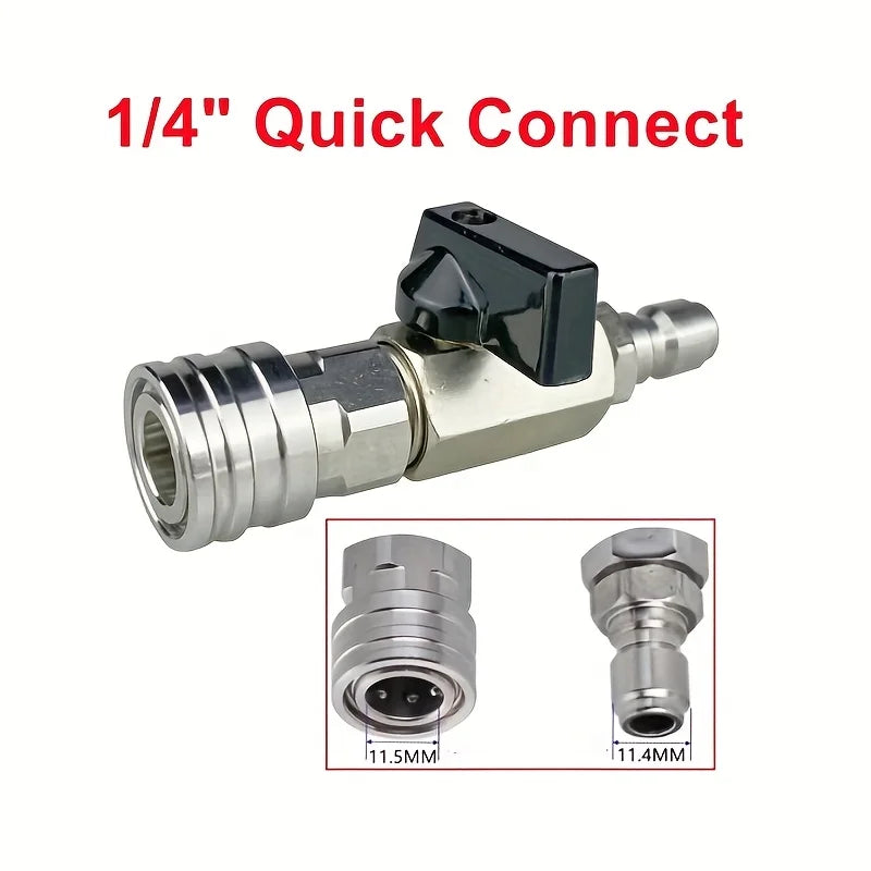 High-Pressure Car Wash Ball Valve with 1/4" Quick Connect - On/Off Switch, 4500 PSI