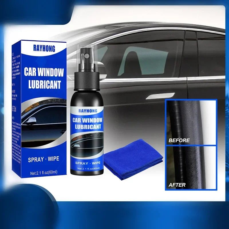 60ml Car Window Lubricant Spray Eliminates Glass Lift Noise Sunroof Track Sealing Strip Rubber Lubrication for Smooth Operation