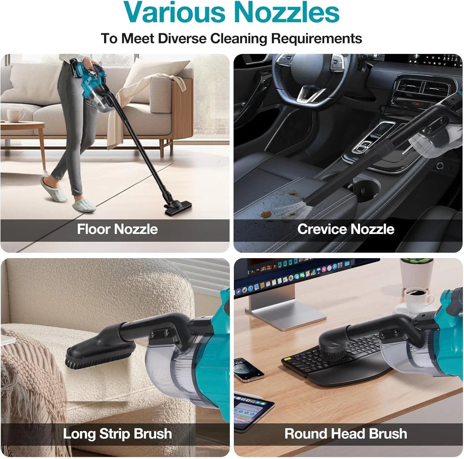 Electric Car Dust Cleaner Portable Cordless Vacuum Household Vacuum Cleaner For Makita 18v Battery With 3 Nozzles 2 Filter