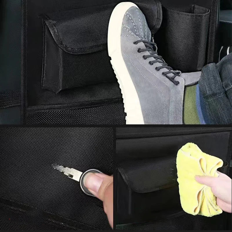 Foldable Car Seats Organizer with Tray Tablet Holder Multi-Pocket Storage Car Interior Stowing Tidying Universal Car Accessories