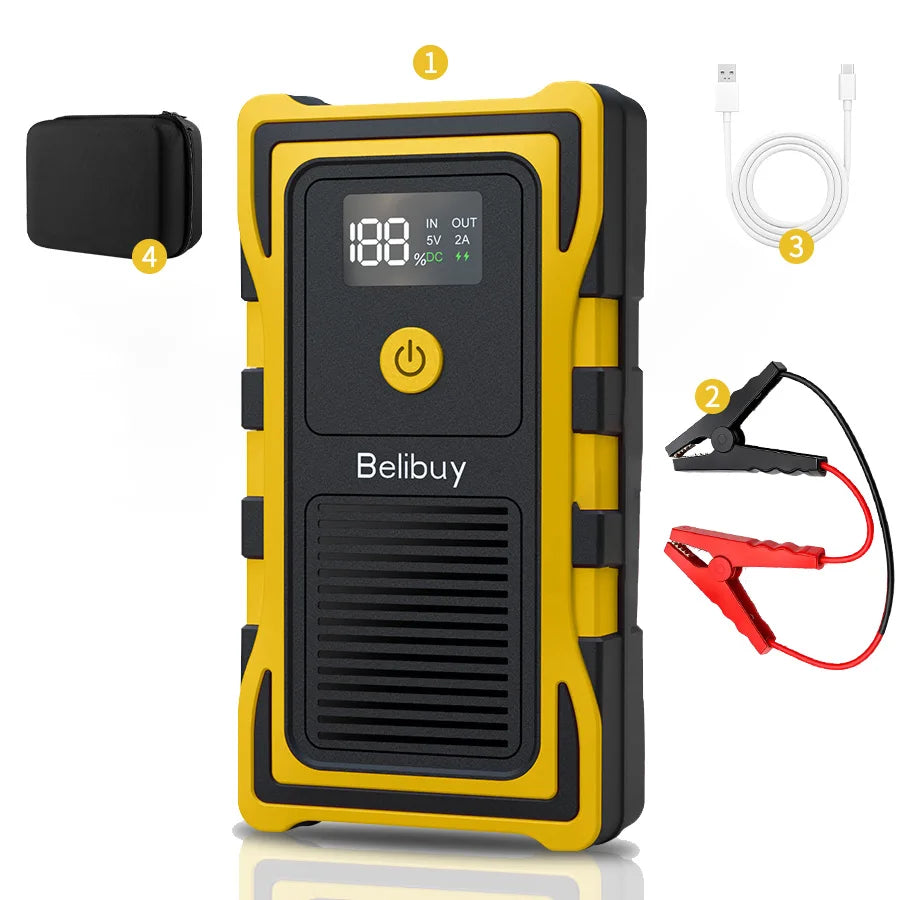 2000A Car Jump Starter, Power Bank and Emergency LED Light for All Diesel/Gasoline Cars 12V with Digital Display