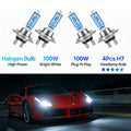 4Pcs Car H7 100W Halogen Headlight 6000K Super White Daytime Running Lamp High Power Light Bulb 12V Fog Lights