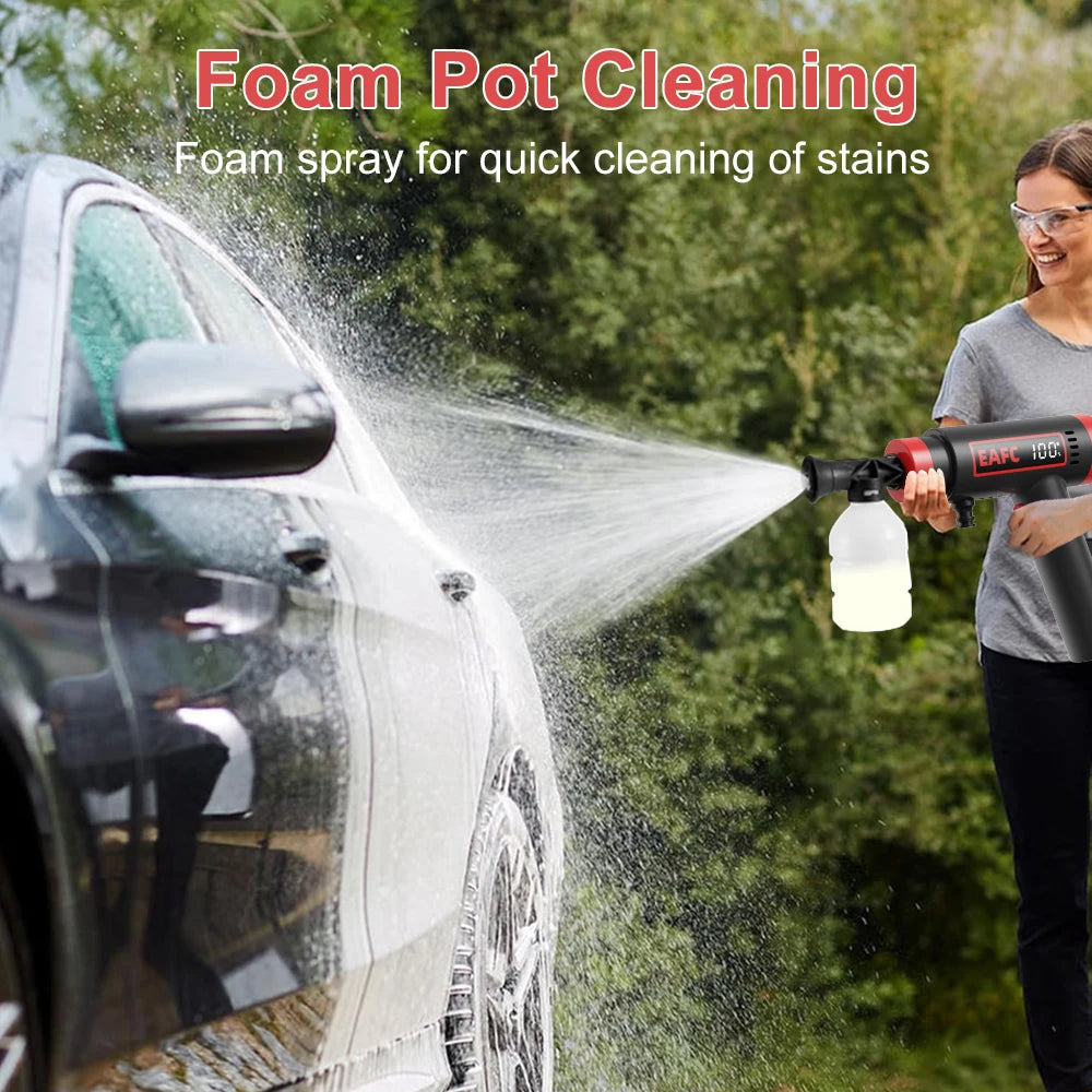 EAFC 60Bar Cordless High-Pressure Washer Water Gun Build In 12000mAh Lithium Battery Self Priming Sustain Machine for Auto Home