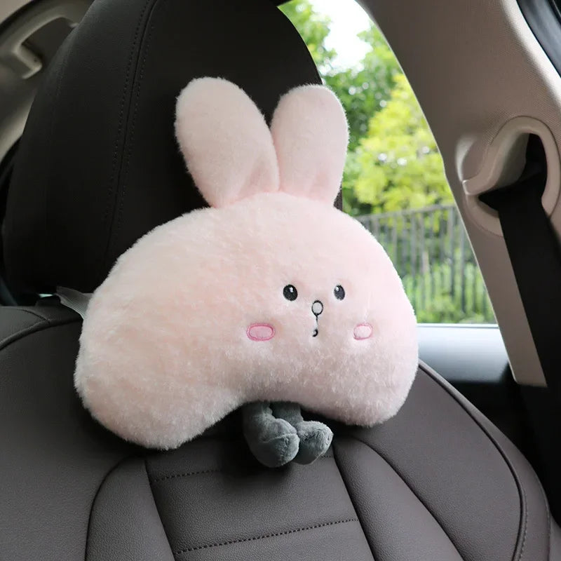 Woman Girl Neck Cushion Rabbit Car Accessories Seat Belt Shoulder Pad Animal Cervical Pillow Universal Headrest Cute Neck Pillow