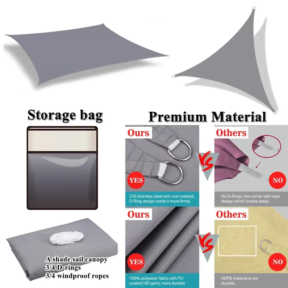 5x4M/4x6M Waterproof Large Sun Shelter Sunshade Protection Outdoor Canopy Garden Patio Pool Shade Sail Awning Camping Shade Net