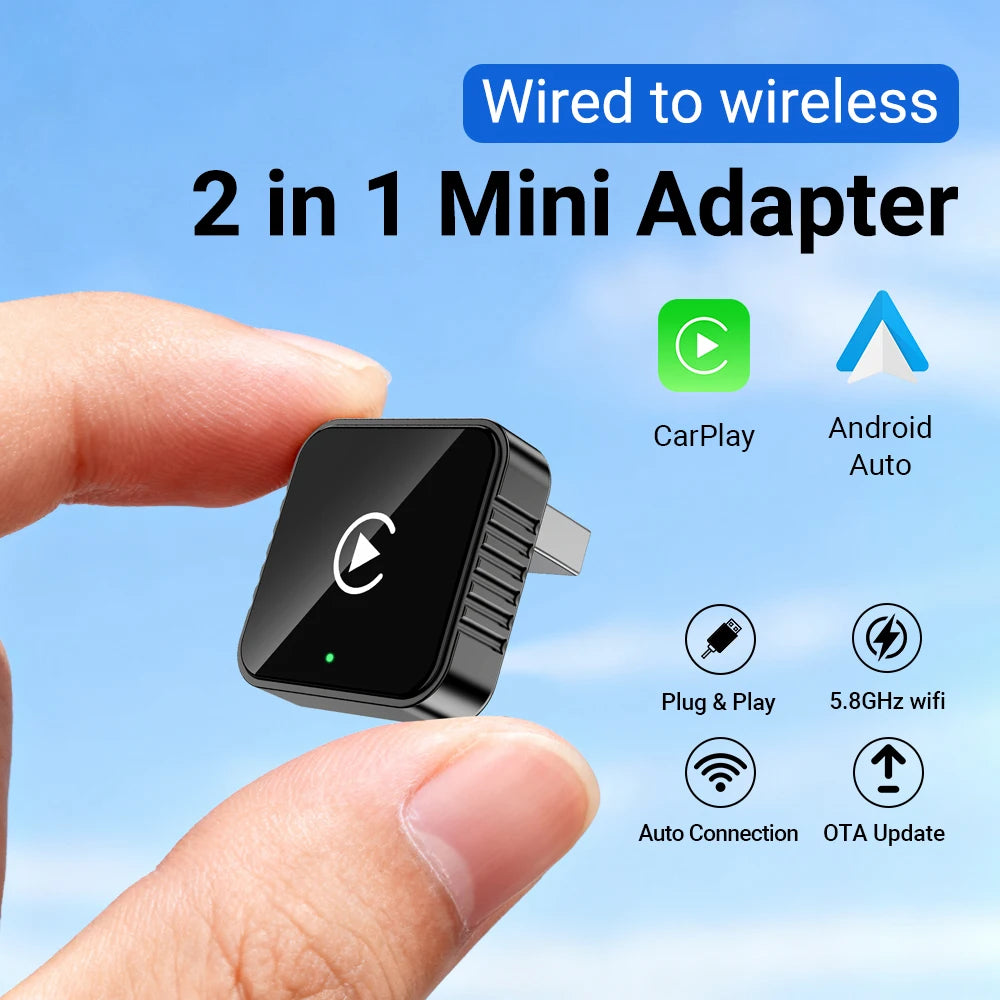 Wireless CarPlay Android 2026 New Smart Auto Adapter Hassle-Free Plug&Play Stable BT WiFi Connect OTA Upgradable Fit 99% Vehicle