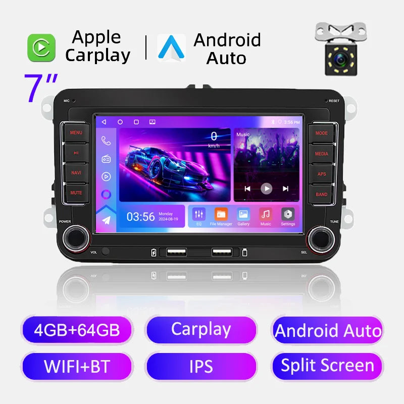 2Din Car Radio Android for Volkswagen Golf 5 6 Polo Passat B6 B7 CC Skoda Jetta Universal Multimedia Carplay Wifi GPS Navigation