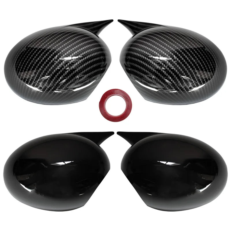 2pcs Rearview Mirror Caps Cover Glossy Black Sticking For BMW MINI COOPER R55 R56 R57 R58 R60