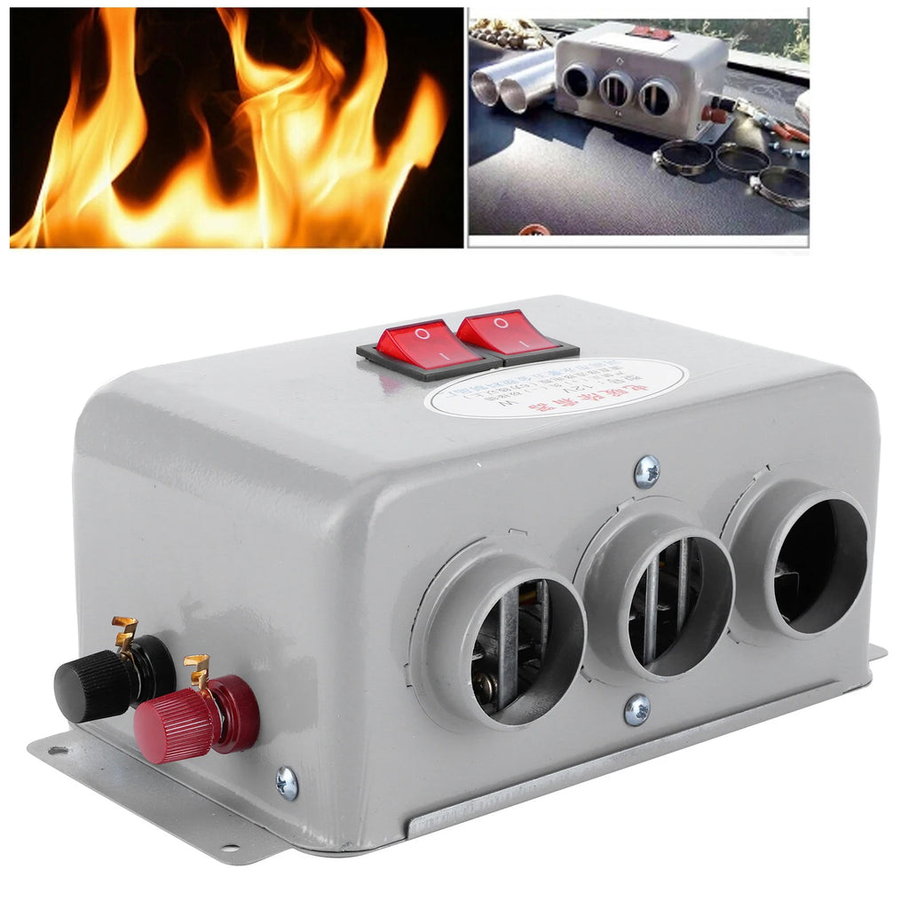 12V Compact Car Heater 3 Hole 600W‑800W Winter Fast Heating Warmer Frost Removing Low Noise