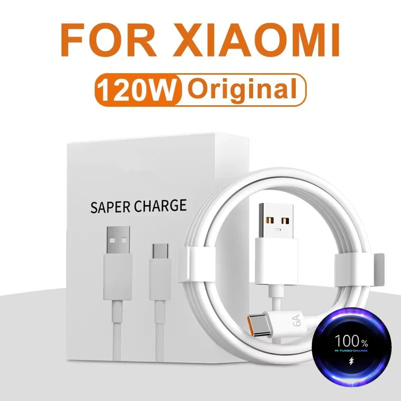 6A 120W Original Type C USB Fast Charging Cable For Xiaomi 12 13 14T 15 17 Redmi Note 11 12 13 14 Pro POCO Phone Cables With Box