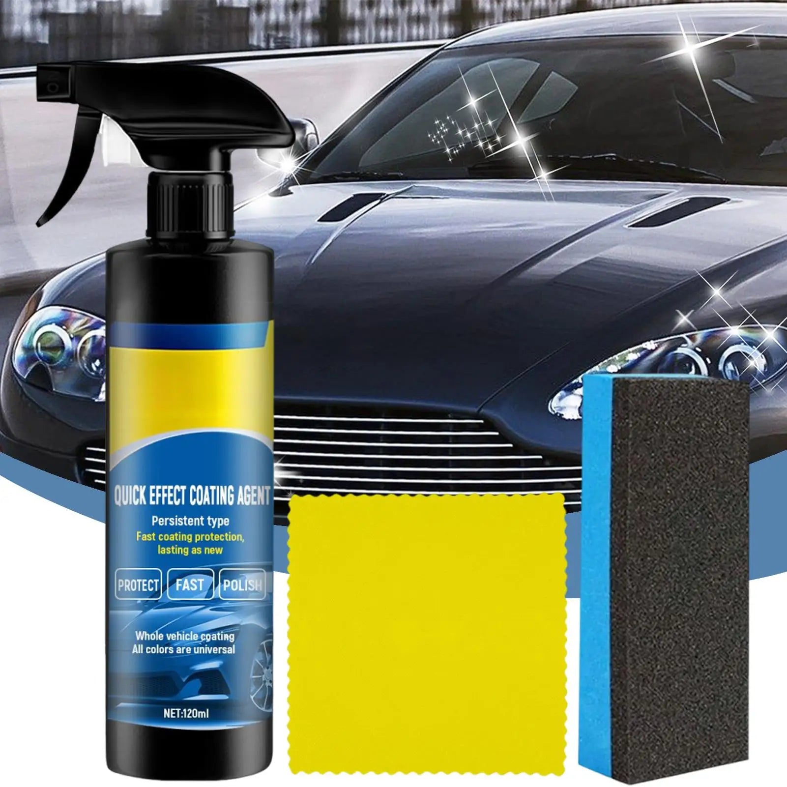 Car Coating Spray 120ml Refurbish Agent Polish Spray Glass Cleaner Scratch Wax Waterless Wash for Exterior Paint Motorcycle