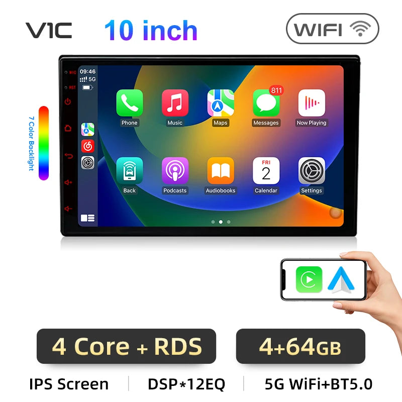 Junsun 7 9 10 inch Universal Car Radio Wireless CarPlay for Apple Android Auto 4G Car Intelligent Systems DSP IPS Touch Screen