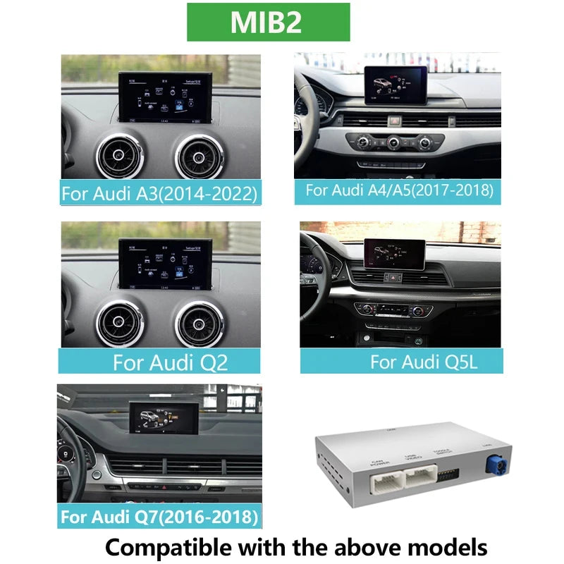 AUTOABC Wireless CarPlay Android Auto Interface for Audi A3 A4 A5 Q2 Q7 Q5L 8V Cassette with MIB AirPlay Mirror Link Multimedia