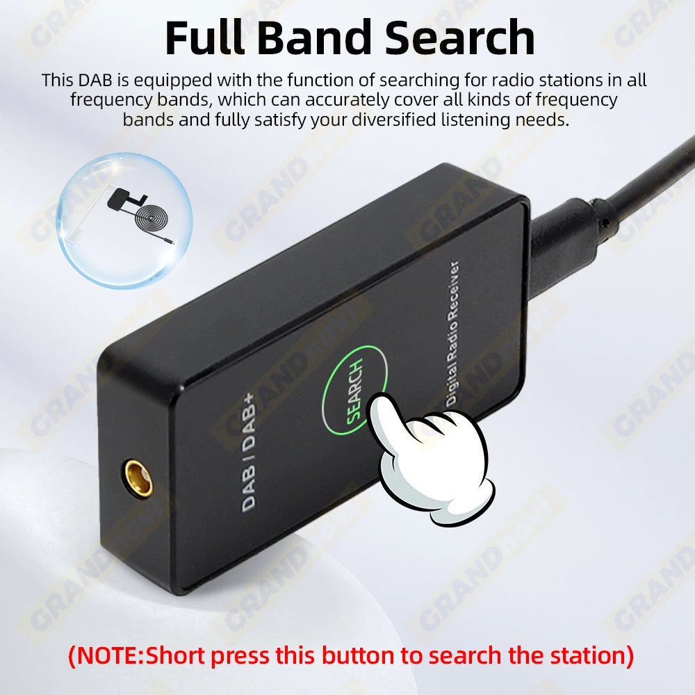 Grandnavi Car DAB+ Digital Radio Box DAB+ Receiver Antenna USB Interface Portable Only For MP3 Player With USB Ports