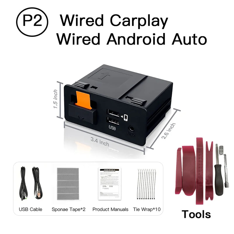 P2 Wired or P3 Wireless Carplay Android auto Adapter For Retrofit Mazda 2 3 6 CX3 CX5 CX8 MX5 USB HUB Kit TK78669U0C 00008fz34