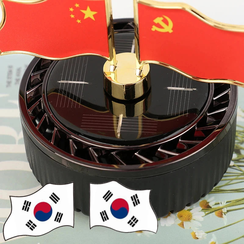 Solar Car Air Freshener Aromatherapy Perfume Interior Car Rotating Flag Decoration Car Center Console 2024 New Decorations