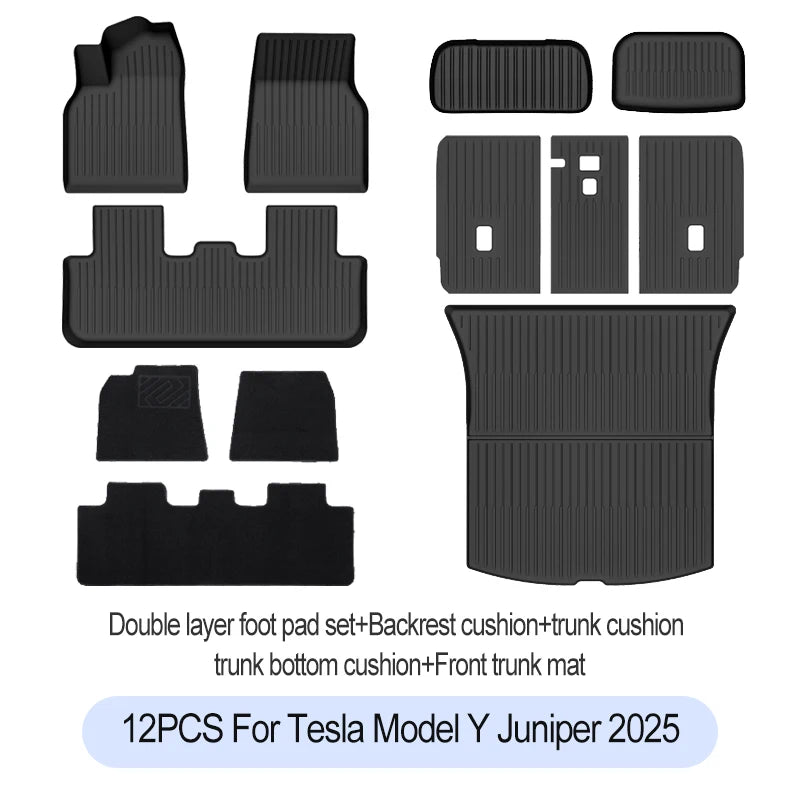 For Tesla New Model Y Juniper 2025+ TPE Floor Mats Waterproof Luggage Mat Wear-resistant Foot Pads ModelY Trunk Mats Accessories