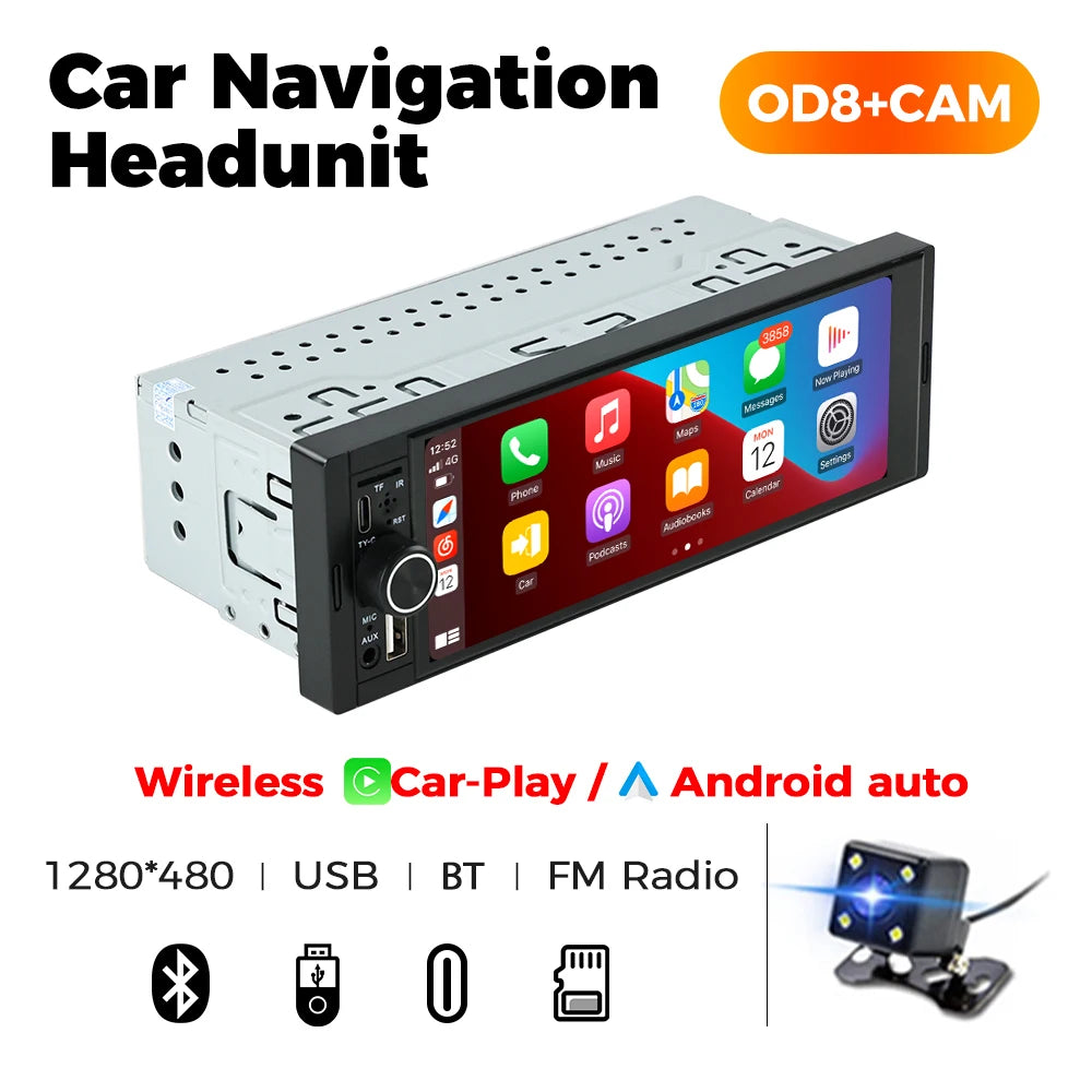 MEKEDE 6.86 Inch 1Din Carplay Android Auto Car Radio Multimedia Video MP5 Player With BT FM Stereo USB Type-C Plug Autoradio