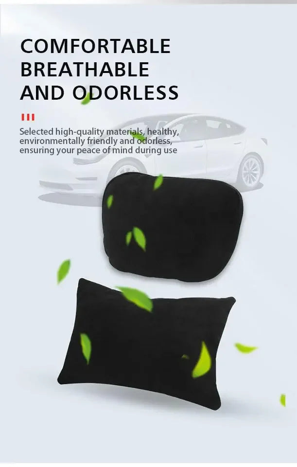 For Tesla Model 3 Y Car Neck Pillow Protective Lumbar Back Support Flocking High-Quality Headrest Lumbar Car Accessories