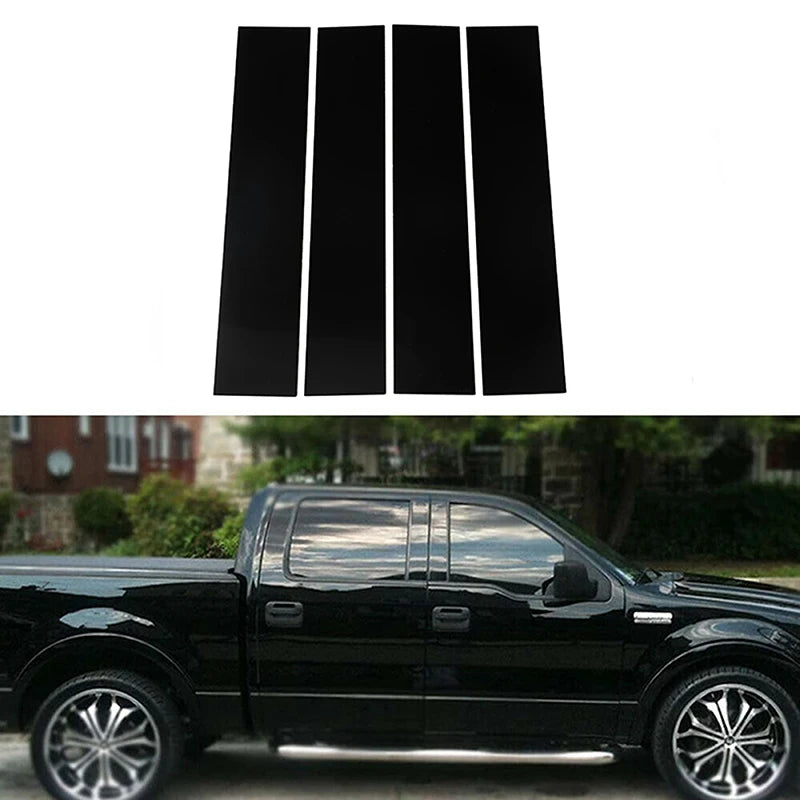 Fit for Ford F-150 Extended Cab 2004-2014 Gloss Paino Black Pillar Post Door Moulding Trim Window Sticker Decorativer Cover
