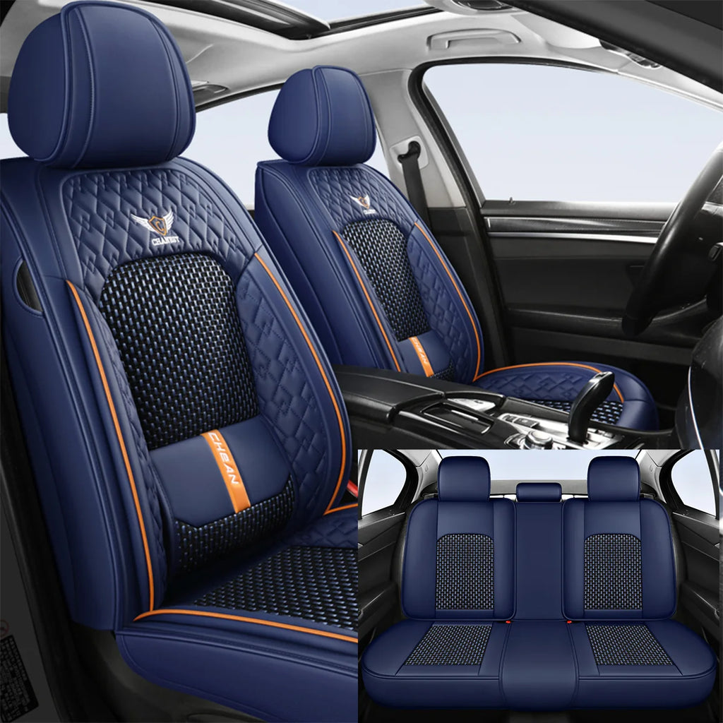Ergonomic Car Seat Cushion – Nappa Leather & Ice Silk, High-Resilience Sponge, All-Season Comfort for Most Vehicles