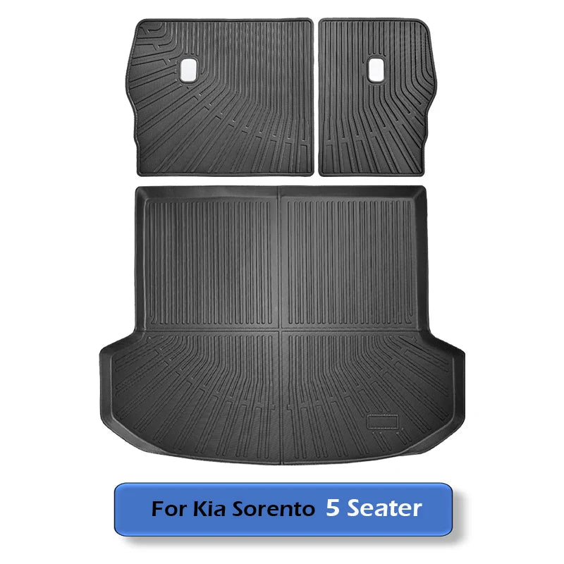 All Weather Floor Mats Cargo Liner for 2021 - 2025 2026 Kia Sorento Hybrid TPE Car Trunk Mat with Backrest Pad PHEV & HEV