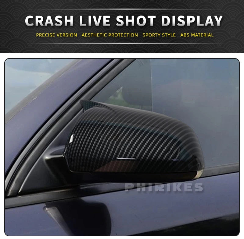 2PCS Black Side Wing Mirror Caps for Audi A3 S3 8P 05-08 A4 S4 B6 B7 8E 8H A6 S6 C6 4F Sticking Mirror Shell Covers