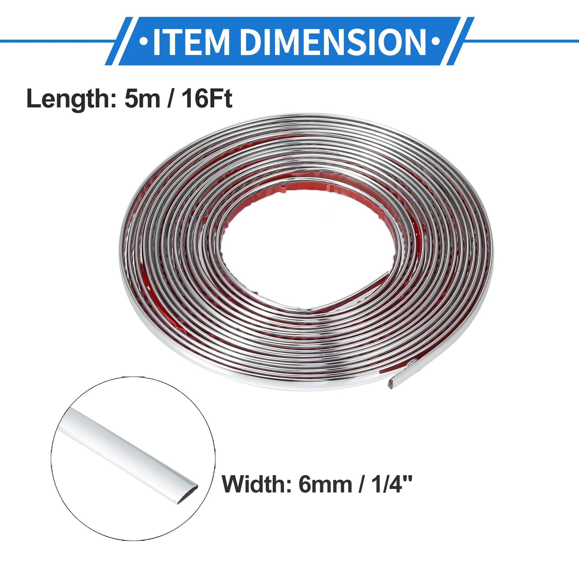 Uxcell Car Chrome Trim Molding Body Window Seal Rubbing Strip Bumper Anti-Collision Strip for Auto DIY Shiny Self-Adhesive Strip