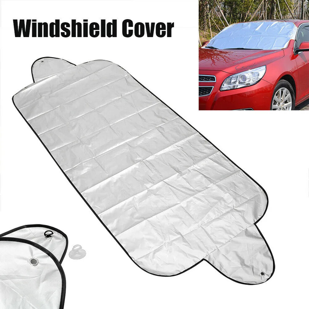 Foldable Car Windshield Snow Cover Cap Frost Guard Ice Winter Silver Ribbon 70cmx150cm Windshield Sunshades Exterior Accessories