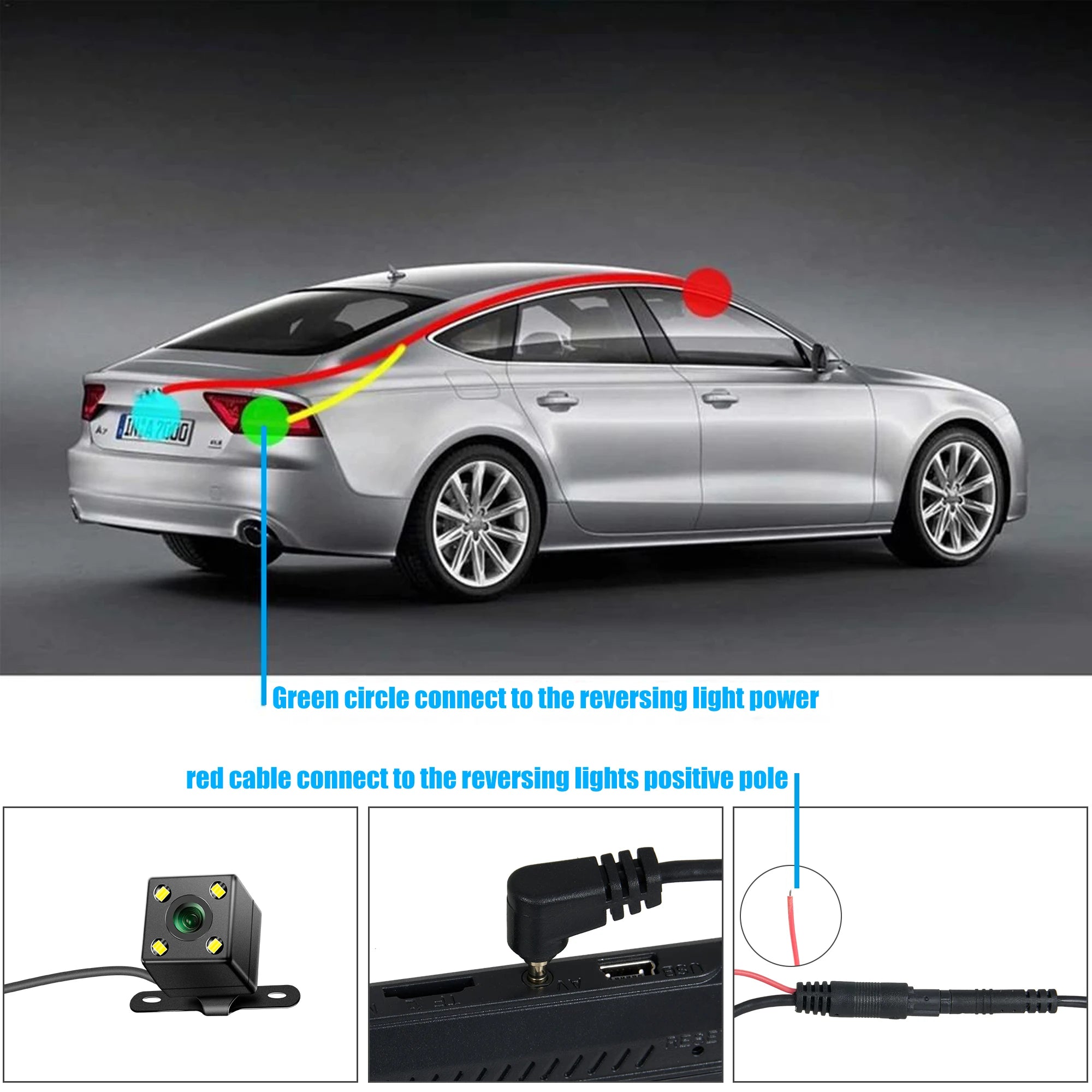 car dashcam 4-pin5-pin rear view camera redlight HD night vision backup waterproof wide-angle front and rear parking cameras