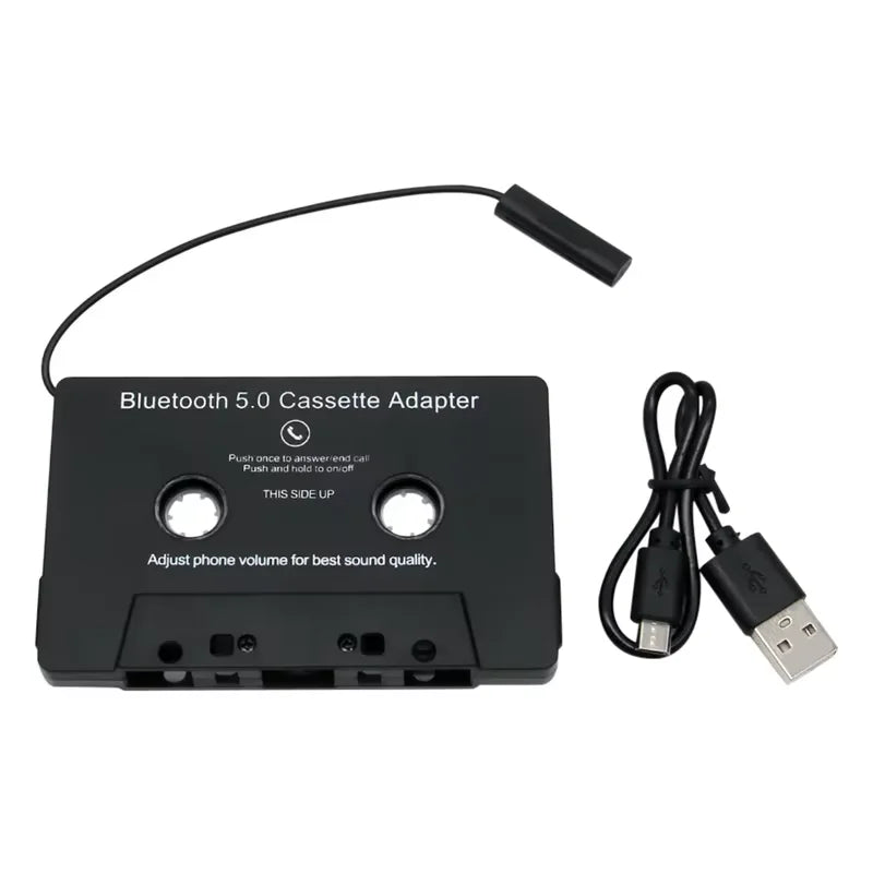 Car Bluetooth 5.0 Tape Cassette Audio Aux Adapter with Microphone 6H Music Time 168H Standby Smartphone Cassette Adapter
