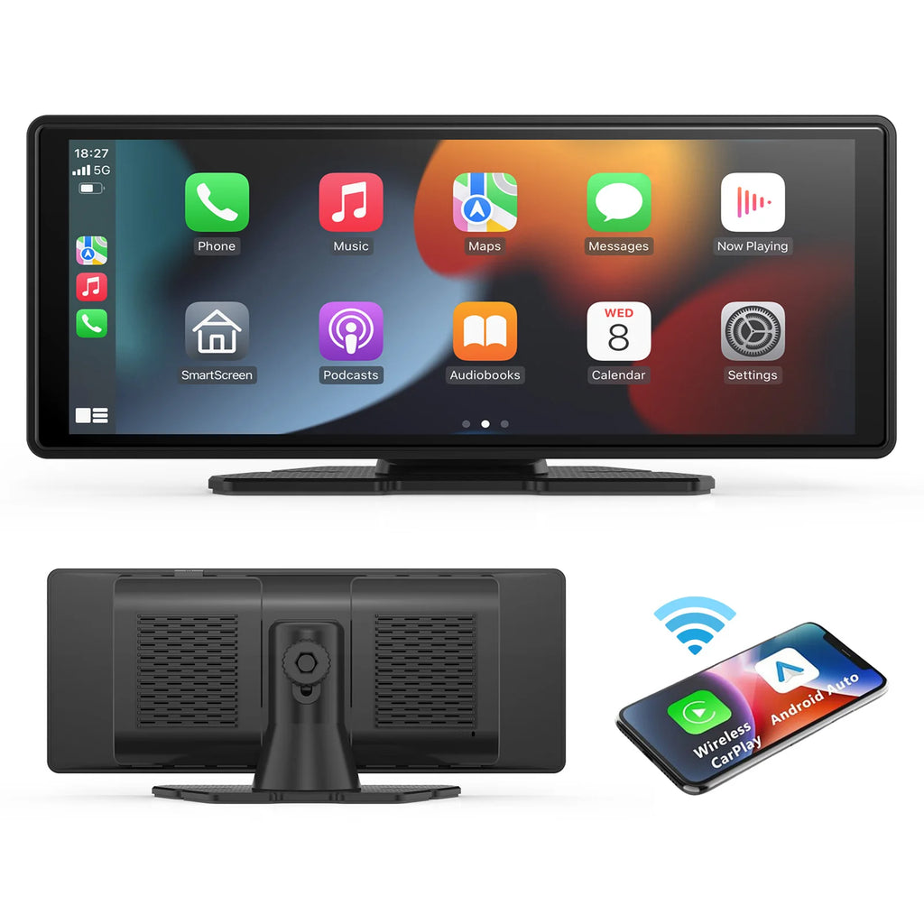 Universal Portable Wireless Carplay Screen for Car with Android Auto Touchscreen Car Stereo System
