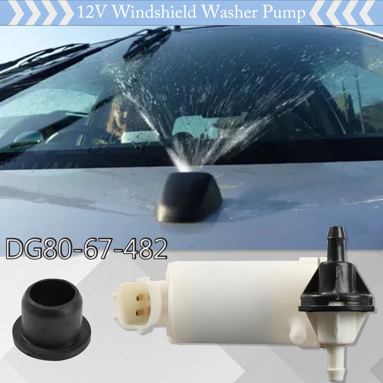 Erick's Wiper Front Windshield Windscreen Wiper Washer Pump Motor with Grommet For Mazda2 Mazda 2 Demio 2007 - 2014 D65167482A