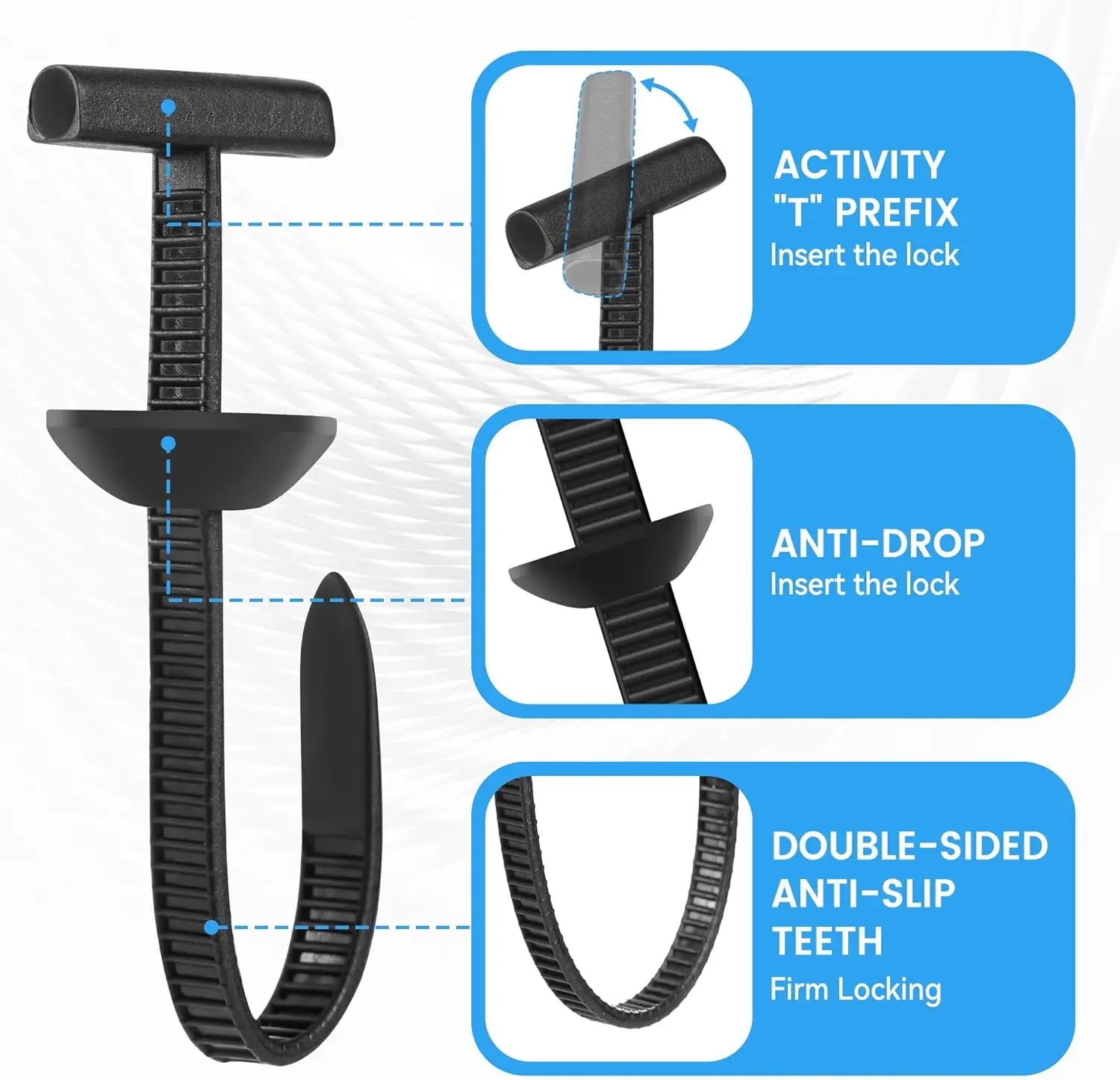 1000-100set Self-locking Nylon Universal Cable Tie Buckle Heavy Duty Zip Ties with Pin & Button Car Daily Repair Fastening Strap