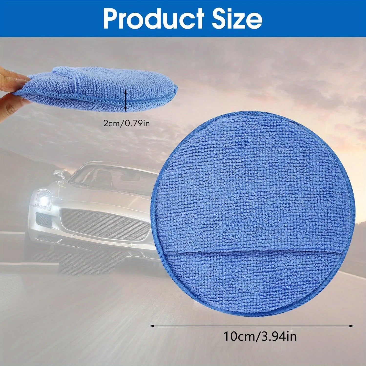 5PCS Car Detailing Applicator Pads, Car Care Waxing Polish Sponges Soft Microfiber Round Pocket Foam Sponges, Car Cleaning Tools