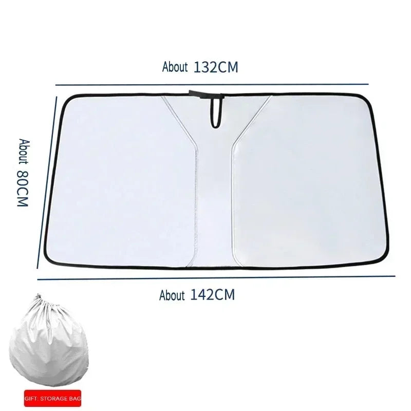 Foldable Car Sunshade Upgraded Thick Titanium Silver for Front Windshield Reflective Heat Shield Sun Visor with Storage Bag
