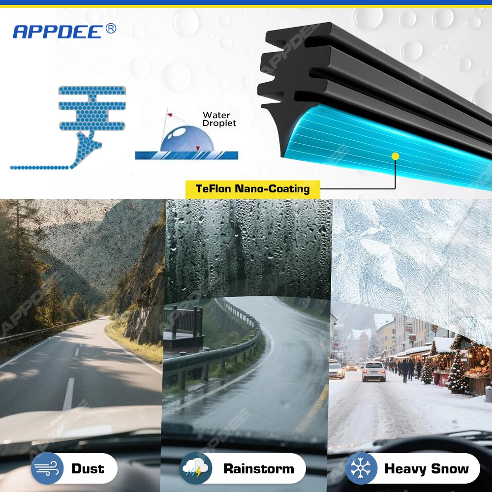 Silicone & rubber  Front Wiper Blades Set For VW Transporter T4 1990 - 2003 Windshield Windscreen Window Brush 21"+21"