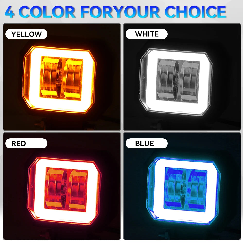 LED Fog Lamp Driving Daytime Off road Led Light Headlight 3'' 20W Motorcycle Halo Lamps For Jeep ATV 12V 24V SUV Worklight Beams
