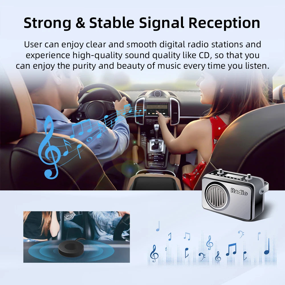 Car DAB/DAB+ Radio Adapter Portable DAB Digital Radio FM Transmitter Music Receiver Unlimited Presets