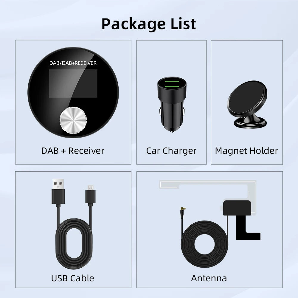 Car DAB/DAB+ Radio Adapter Portable DAB Digital Radio FM Transmitter Music Receiver Unlimited Presets