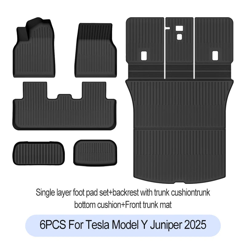 For Tesla New Model Y Juniper 2025+ TPE Floor Mats Waterproof Luggage Mat Wear-resistant Foot Pads ModelY Trunk Mats Accessories