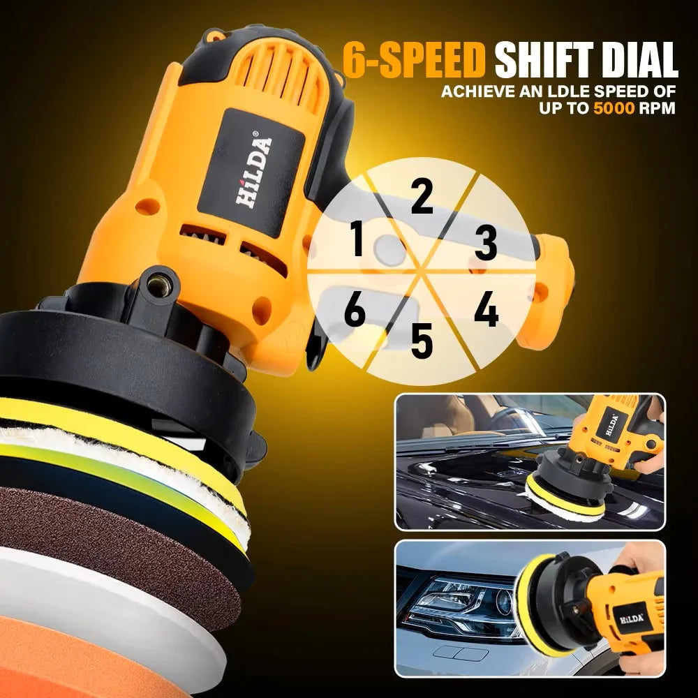 HILDA Electric Car Polisher Car Beauty Waxing Machine  Adjustable Speed Sanding Waxing Tools Automotive Polishing Scratch Repair