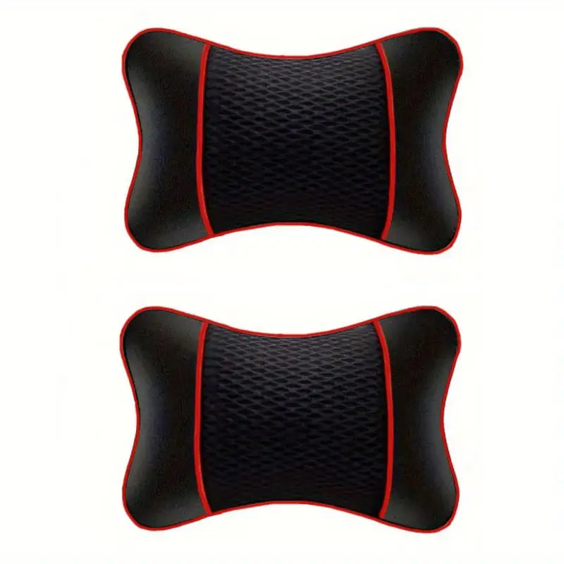 1/2pcs Universal Car Headrest PU Leather Neck Pillow Comfortable Mesh Breathable Seat Rest Cushion Car Neck Pillow