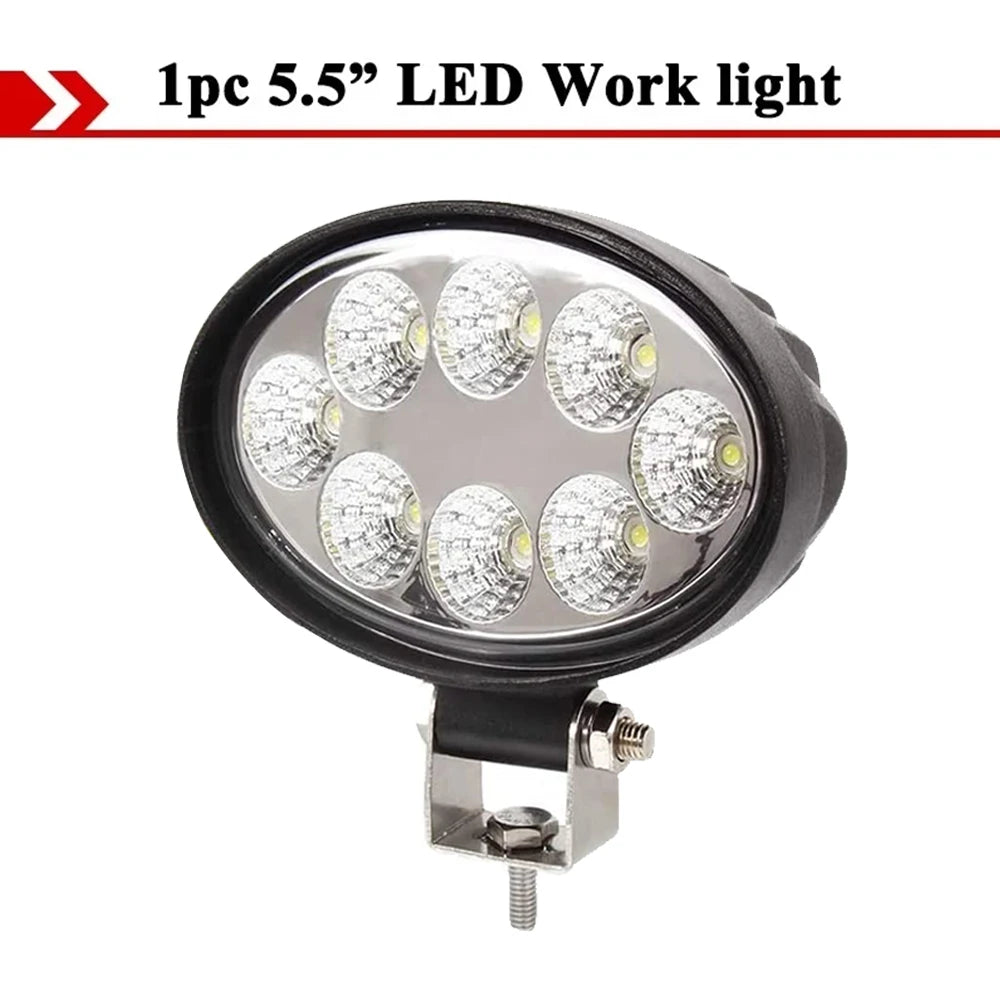 LED Tractor Oval Work Light 5inch Car Lamp 12V 24V Offroad Cab Headlight for Mining Crane Dump Truck Forklift ATV Spotlight