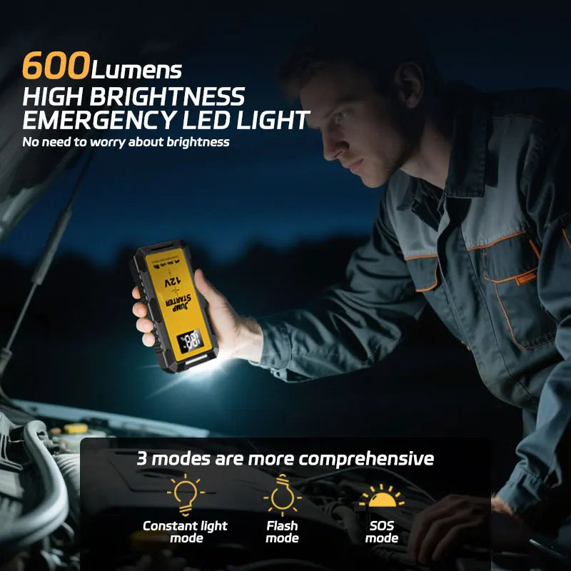 High-power Automobile Emergency Starting Power Supply 8000mAh Screen Safety Hammer Car Starting Device Power Bank Accessories