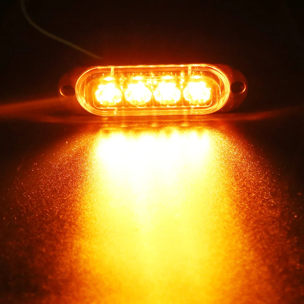 12-24V Universal 4 LED Side Marker Lights Waterproof Clearance Lamps Indicator Lamp Signal Light Truck Trailer Van Pickup Boat
