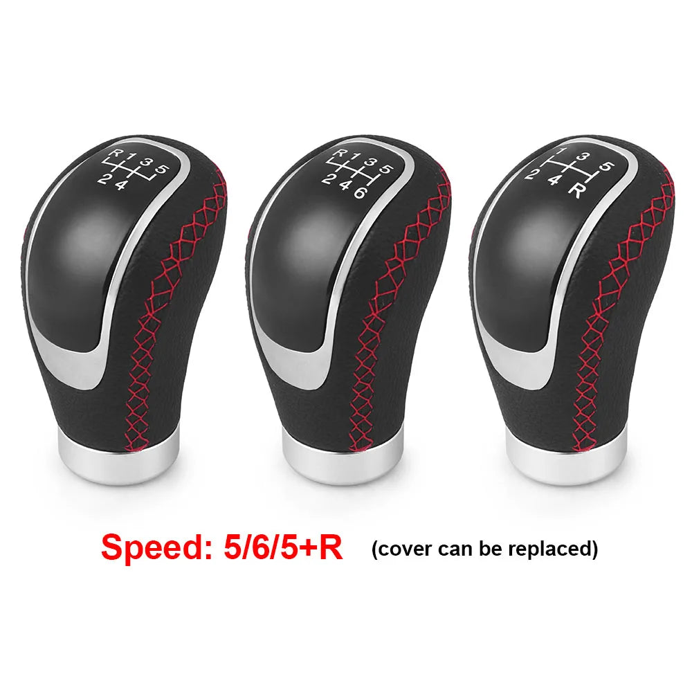 5/6 Speed Universal R PU Leather Gear Shift Knob Manual Car Gear Stick Head Shift Replacement Knob Modified Shift Head