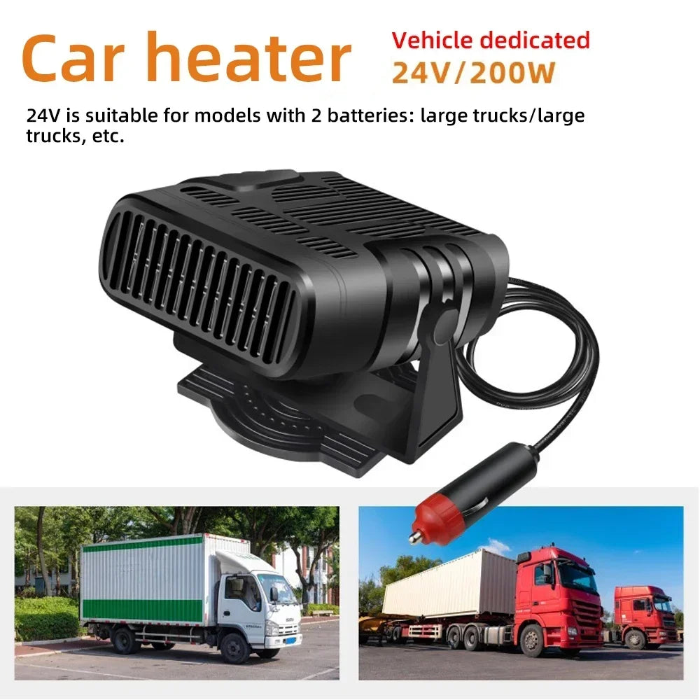 Portable Car Cooling Heater Defroster 12V 24V Dual Mode Fan Electric Windshield Demister Fast Heating Drying Auto Vehicle