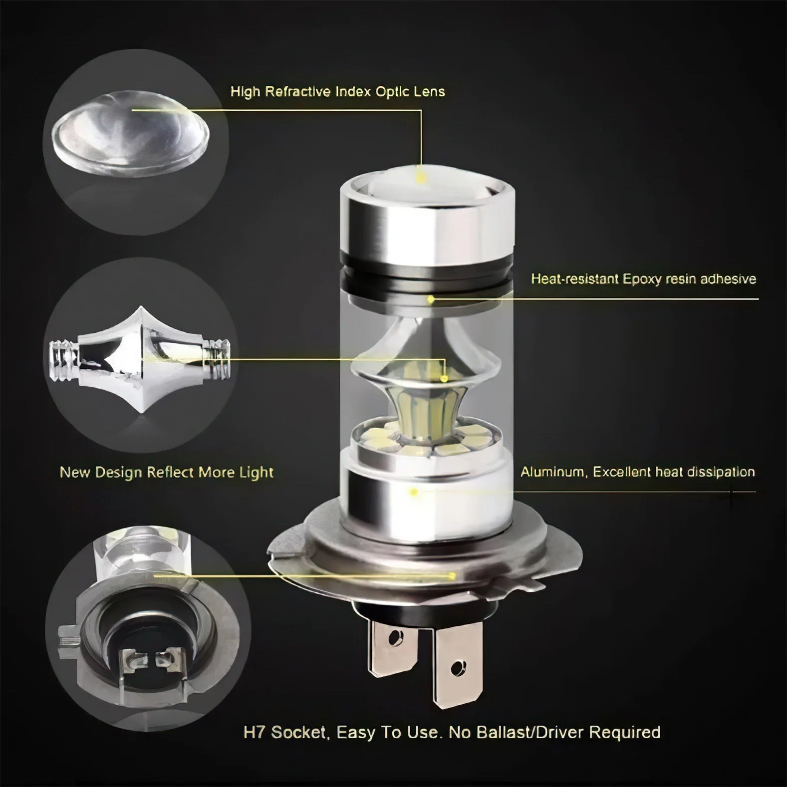 2PCs H4 H7 LED Car Fog Headlight DRL Bulbs Super Bright White Led Car Driving Fog Light Lamp Auto Fog Lamps Auto Accessories